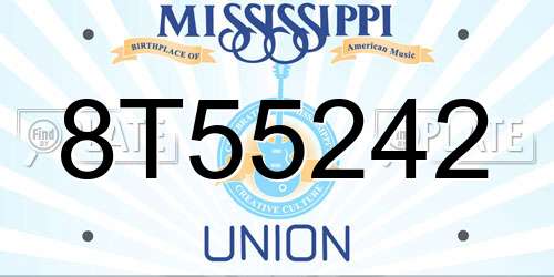 8T55242 Mississippi License Plate