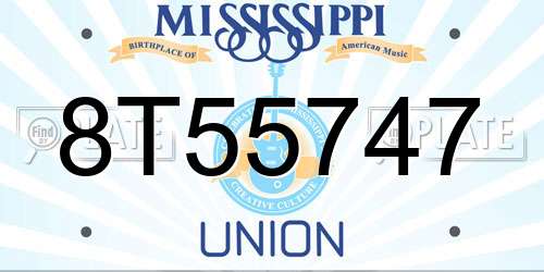 8T55747 Mississippi License Plate