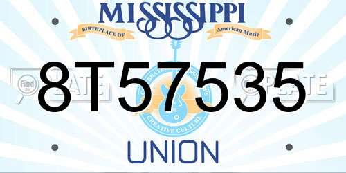 8T57535 Mississippi License Plate