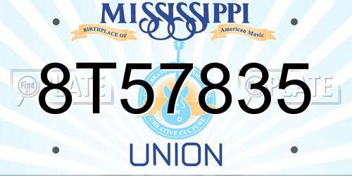 8T57835 Mississippi License Plate