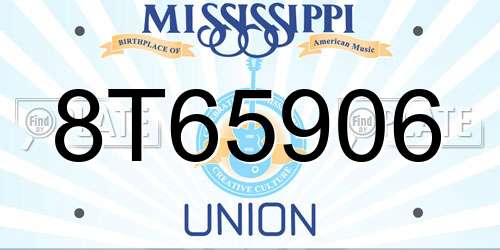 8T65906 Mississippi License Plate