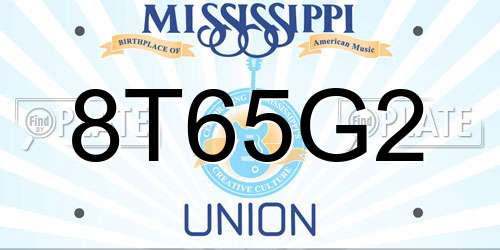 8T65G2 Mississippi License Plate