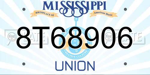 8T68906 Mississippi License Plate
