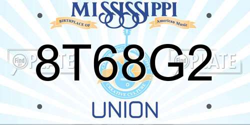 8T68G2 Mississippi License Plate
