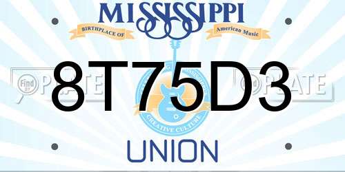 8T75D3 Mississippi License Plate