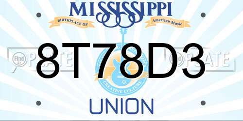8T78D3 Mississippi License Plate