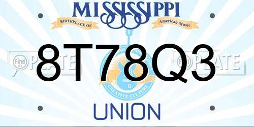 8T78Q3 Mississippi License Plate