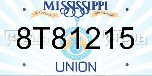 8T81215 Mississippi License Plate