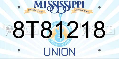 8T81218 Mississippi License Plate