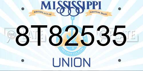 8T82535 Mississippi License Plate