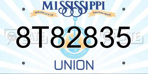 8T82835 Mississippi License Plate