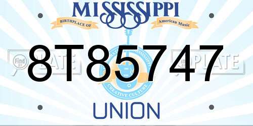 8T85747 Mississippi License Plate