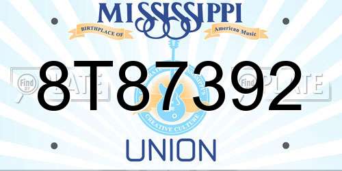 8T87392 Mississippi License Plate