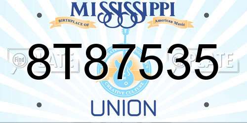 8T87535 Mississippi License Plate