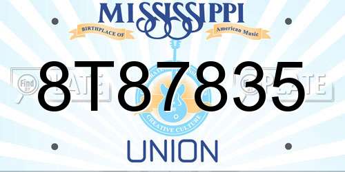 8T87835 Mississippi License Plate