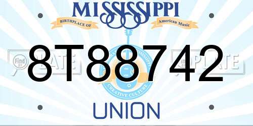 8T88742 Mississippi License Plate