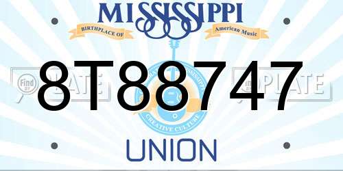 8T88747 Mississippi License Plate