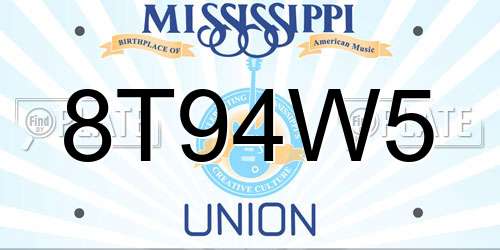 8T94W5 Mississippi License Plate