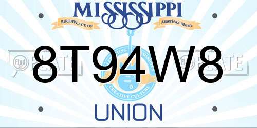 8T94W8 Mississippi License Plate