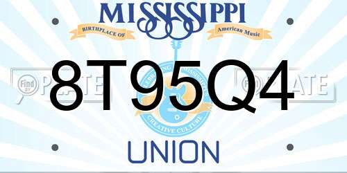 8T95Q4 Mississippi License Plate