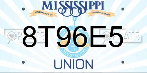8T96E5 Mississippi License Plate