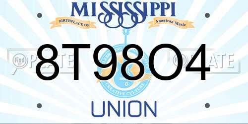8T98O4 Mississippi License Plate