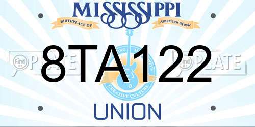 8TA122 Mississippi License Plate