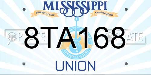 8TA168 Mississippi License Plate