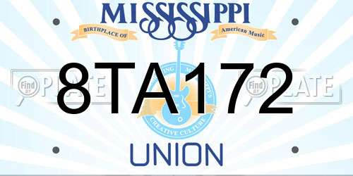 8TA172 Mississippi License Plate