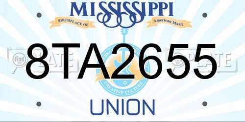 8TA2655 Mississippi License Plate
