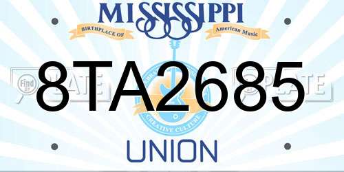 8TA2685 Mississippi License Plate