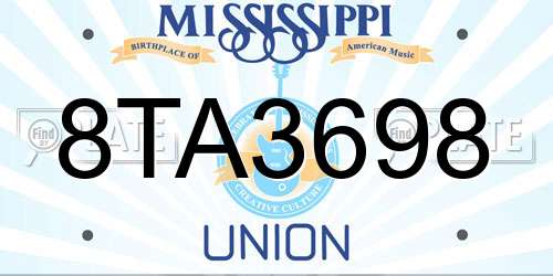 8TA3698 Mississippi License Plate