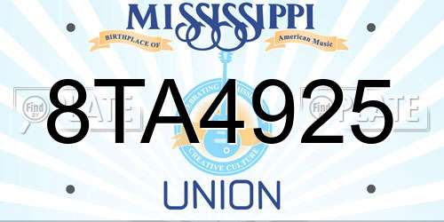 8TA4925 Mississippi License Plate