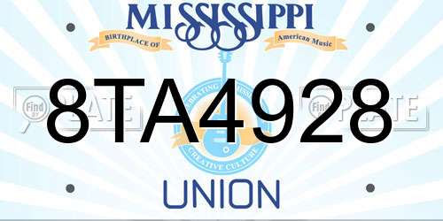 8TA4928 Mississippi License Plate