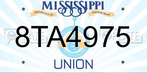 8TA4975 Mississippi License Plate