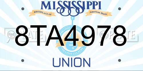 8TA4978 Mississippi License Plate