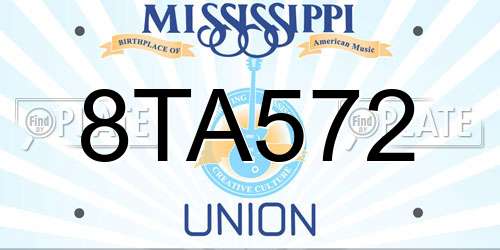 8TA572 Mississippi License Plate