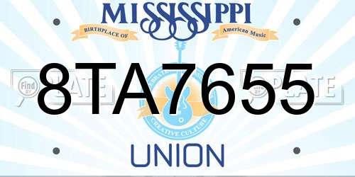 8TA7655 Mississippi License Plate