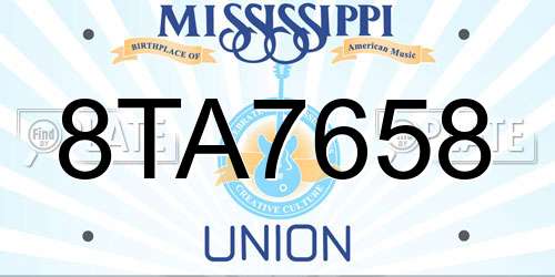 8TA7658 Mississippi License Plate