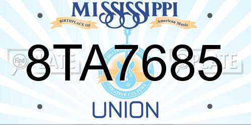 8TA7685 Mississippi License Plate