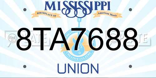 8TA7688 Mississippi License Plate