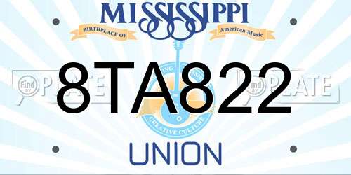 8TA822 Mississippi License Plate