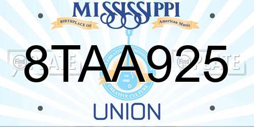 8TAA925 Mississippi License Plate