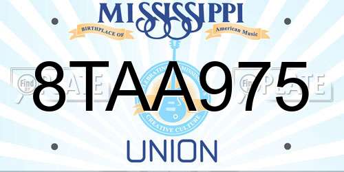 8TAA975 Mississippi License Plate