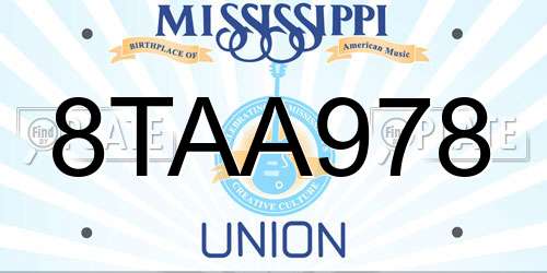 8TAA978 Mississippi License Plate