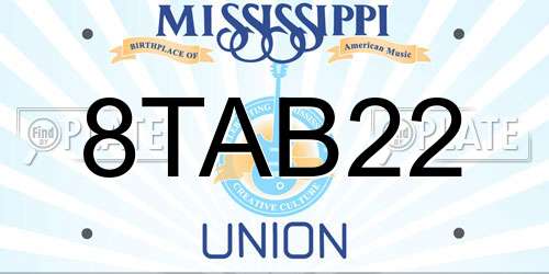 8TAB22 Mississippi License Plate