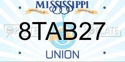 8TAB27 Mississippi License Plate