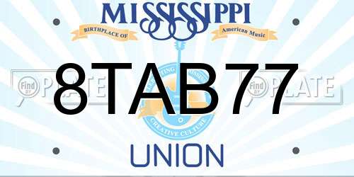 8TAB77 Mississippi License Plate