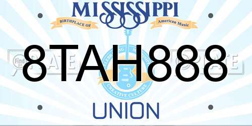 8TAH888 Mississippi License Plate