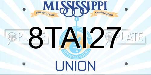 8TAI27 Mississippi License Plate